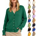 thumbnail image 1 of Lumtrix Cardigans Sweater For Women Warm Lightweight Button Front Cardigan Oversized Long Sleeve V Neck Cozy Sweaters Dressy Casual Tops Dark Green 2XL, 1 of 5