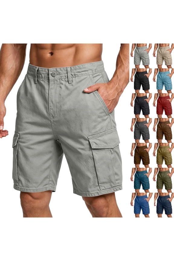 Cargo Shorts for Men Button Knee Length Bermuda Shorts Summer Workout Hiking Casual Short Pants Light Green XL