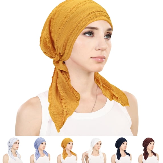 Lumtrix Chemo Headwear For Women Pre-Tied Head Scarf Coverings Scarves,Soft Lightweight Turbans Cancer Hats Easy To Use, Full Head Coverage Ginger