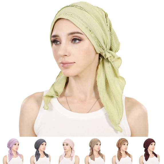 Lumtrix Chemo Headwear For Women Pre-Tied Head Scarf Coverings Scarves,Soft Lightweight Turbans Cancer Hats Easy To Use, Full Head Coverage Mint Green