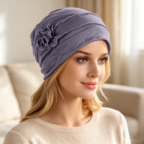 Lumtrix Chemo Headwear for Women Beanies Turbans Hats Stretch Elastic Easy To Wear Hair Loss Dark Gray