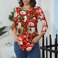 thumbnail image 1 of Lumtrix Christmas 3/4 Sleeve Crewneck Shirt for Women Matching Xmassnowman Graphic Blouses Matching Top Red M, 1 of 7