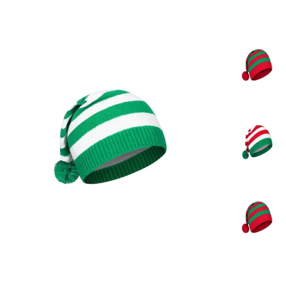 Lumtrix Christmas Knitted Elf Hats Santa Hat For Adults Xmas Beanie Winter Hats With Pompom Crochet Caps For Women Men Green One Size