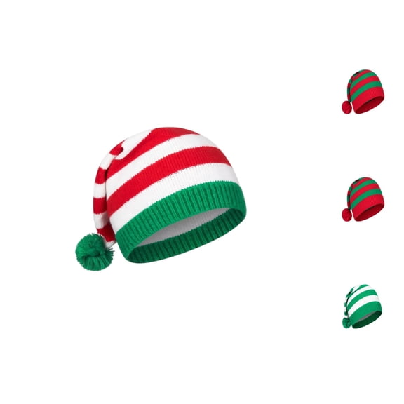 Lumtrix Christmas Knitted Elf Hats Santa Hat For Adults Xmas Beanie Winter Hats With Pompom Crochet Caps For Women Men White One Size