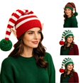 thumbnail image 1 of Lumtrix Christmas Knitted Elf Hats With Ears For Kids Girl Boy Elf Beanie Crochet Long Santa Hats Elf Costume Xmas Party Caps Red, 1 of 6