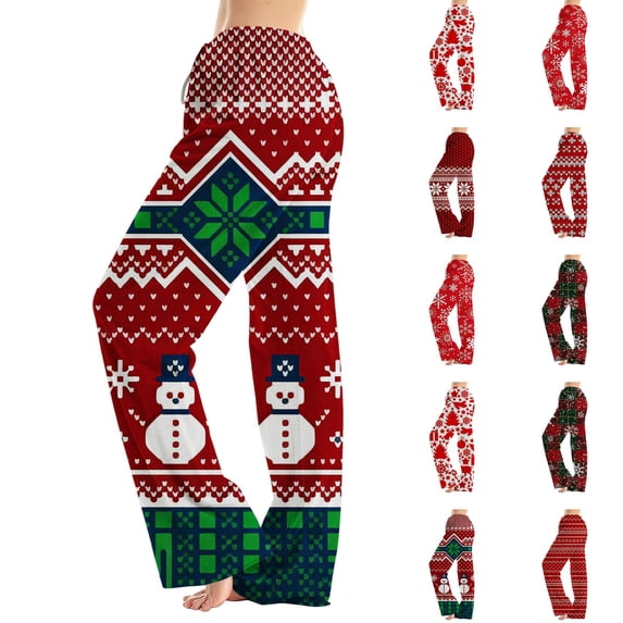 Lumtrix Christmas Pajama Pants For Women Oversized Funny Nordic Print Comfy Drawstring Holiday Sleepwear Red S