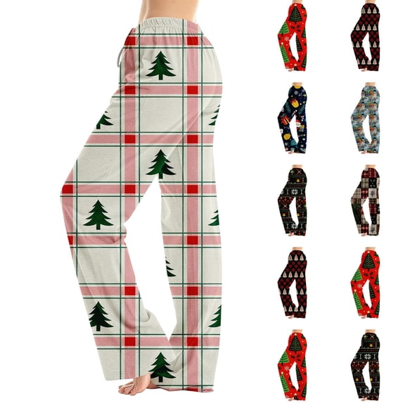 Lumtrix Christmas Pajama Pants For Women Soft Comfy Pants Sleep Bottom Cute Funny Plaid Graphci Pajamas Bottoms Pink XL