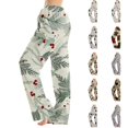 thumbnail image 1 of Lumtrix Christmas Pajama Pants For Women Cute Funny Holly And Berries Print Long Pj Bottoms Soft Comfy Elastic Waist Palazzo Pants Fall Pajamas Army Green 2XL, 1 of 6