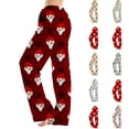 thumbnail image 1 of Lumtrix Christmas Pajama Pants Women Soft Comfy Pants Sleep Bottom Casual Xmas Snowman Printed Long Pj Bottoms Wine 2XL, 1 of 6