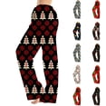 thumbnail image 1 of Lumtrix Christmas Pajamas For Women Casual Xmas Nordic Graphic Pajamas Bottoms Casual Elastic Waist Palazzo Pants Fall Pajamas Wine S, 1 of 6