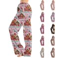 thumbnail image 1 of Lumtrix Christmas Pajamas For Women Funny Gingerbread House Graphci Pajamas Bottoms Cute Lounge Elastic Waist Palazzo Pants Fall Pajamas Light pink 3XL, 1 of 6
