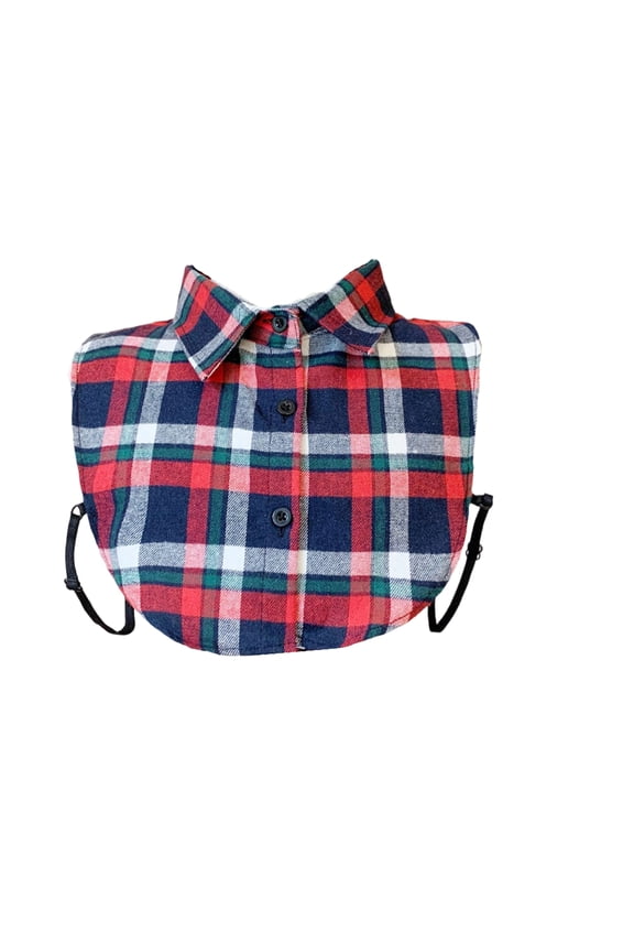 Classic Plaid Fake Collar for Mne Women Detachable Collar Half Shirts Blouse False Collar Top Red One Size