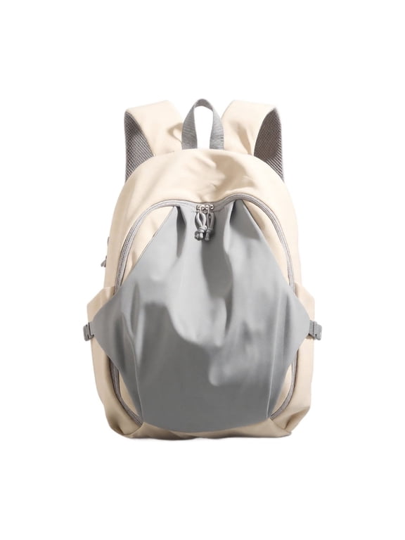 Color Block Backpack for Women Men College Backpack Work Backpacks 16.9 Inch Light Casual Daypack Gray