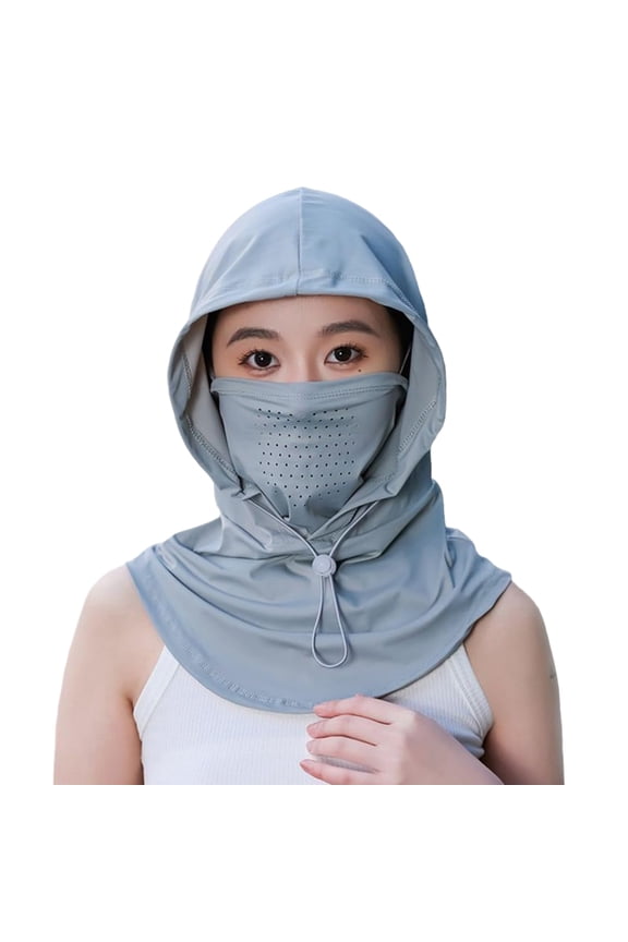 Cooling Breathable Balaclava Full Face Mask with Wide Brim Sun Protection Hood for Men Women Fishing Motorcycle Skiing Light Gray one size