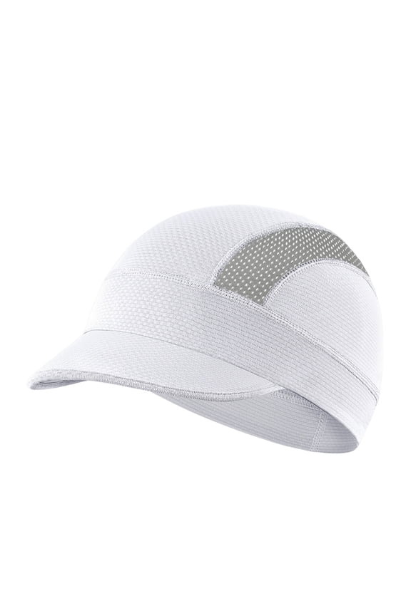 Cooling Skull Cap Helmet Liner with Sun Visor Breathable Mesh Stretch Beanie for Cycling Motorcycle Hard Hat Beige one size