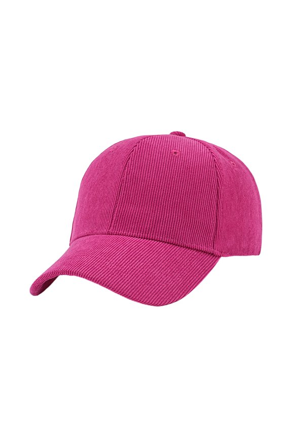 Corduroy Baseball For Women Men Adjustable Straps Vintage Low Solid Color Dad Hat Outdoor Travel Hot Pink One Size