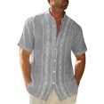 thumbnail image 1 of Lumtrix Cuban Guayabera Shirts for Men Short Sleeve Casual Button Down Hawaiian Shirt Band Collar Beach Camp Mexican Shirt Gray L, 1 of 5