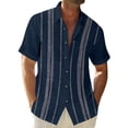 thumbnail image 1 of Lumtrix Cuban Guayabera Shirts for Men Short Sleeve Casual Button Down Hawaiian Shirt Band Collar Beach Camp Mexican Shirt Sky Blue 4XL, 1 of 5