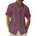 thumbnail image 1 of Lumtrix Cuban Guayabera Shirts for Men Short Sleeve Casual Button Down Hawaiian Shirt Band Collar Beach Camp Mexican Shirt Wine XL, 1 of 5