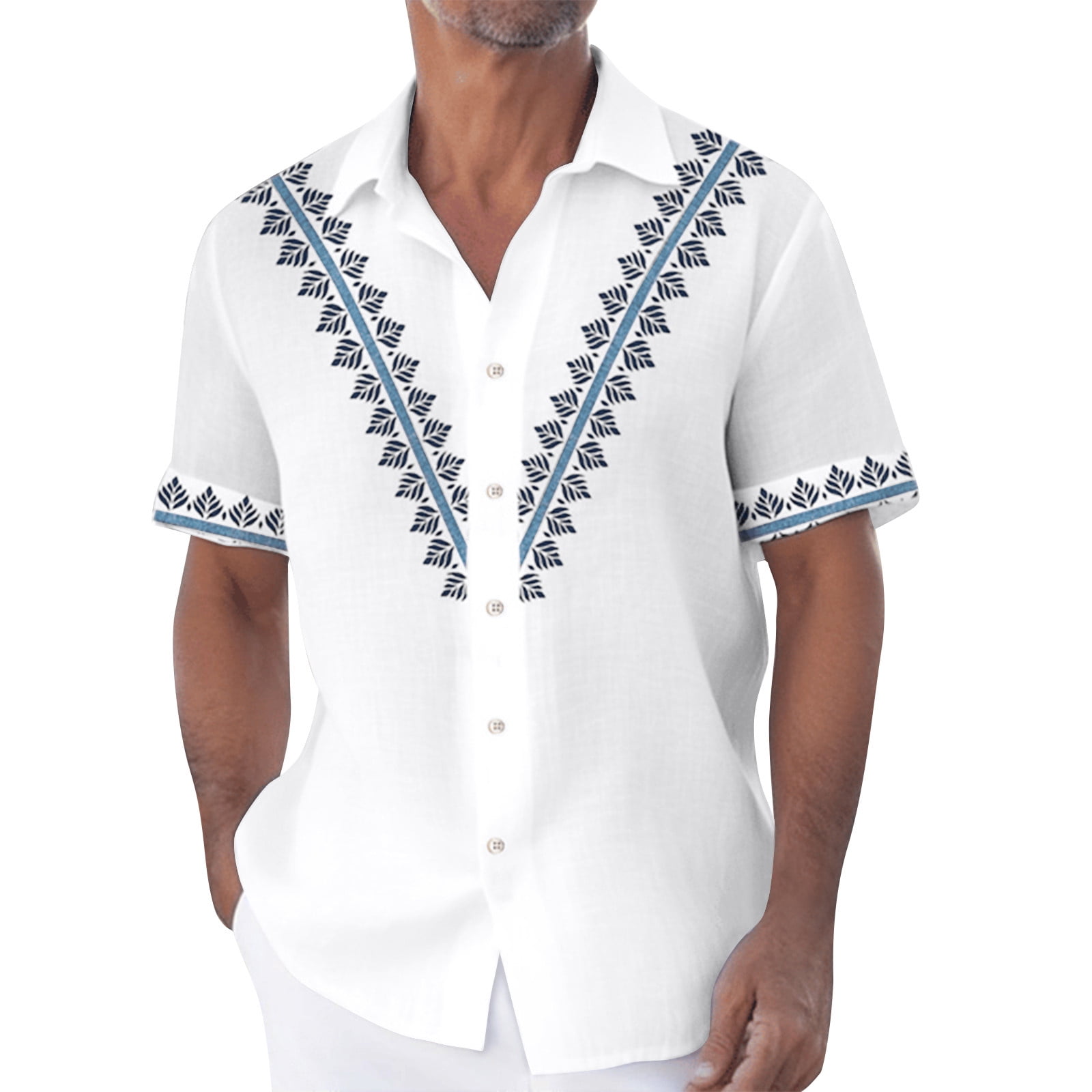 Lumtrix Cuban Guayabera Shirts for Men Short Sleeve Casual Button Down ...