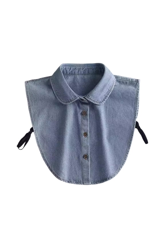 Denim False Collar – Womens Denim Layering False Detachable Blouse Collar Button Up Adjustable Strap Faux Collar For Daily Casual D One Size