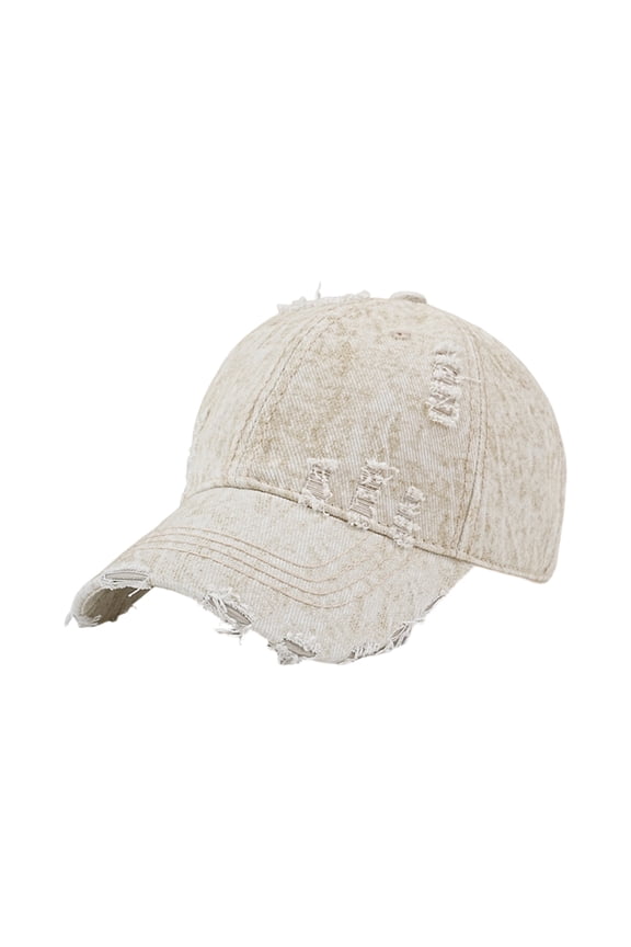 Distressed Baseabll Soft Dad Hat Adjustable Strapback Low Headwear Vintage Ball Caps For Women Men Beige One Size