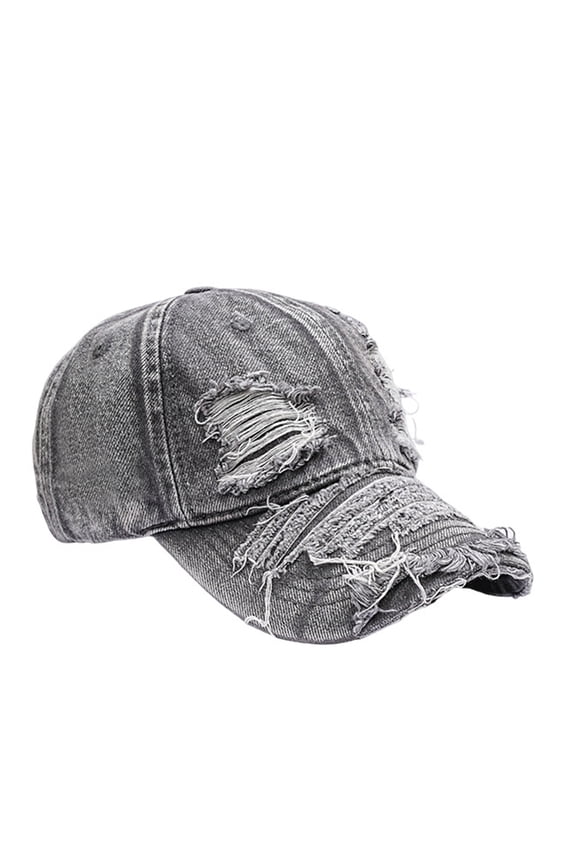 Distressed Ripped Baseabll Caps Soft Adjustable Dad Hat Low Headwear Ball Caps for Women Men Gray One Size
