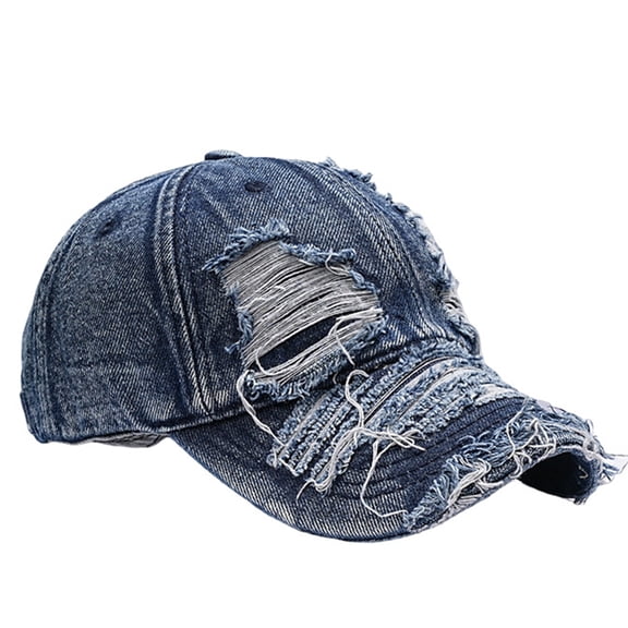 Lumtrix Distressed Ripped Baseabll Caps Soft Adjustable Dad Hat Low Headwear Ball Caps for Women Men Navy One Size