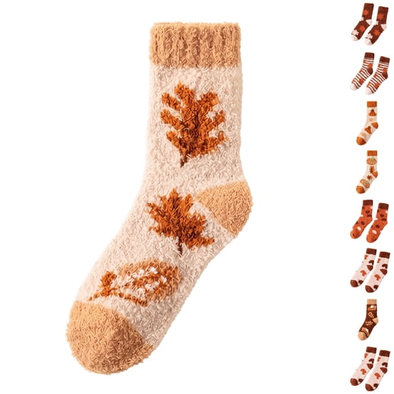 Lumtrix Fall Thanksgiving Fuzzy Socks Men Women Non Slip Slipper Sock Warm Winter Socks Fluffy Cozy Cute Pattern Socks D One Size