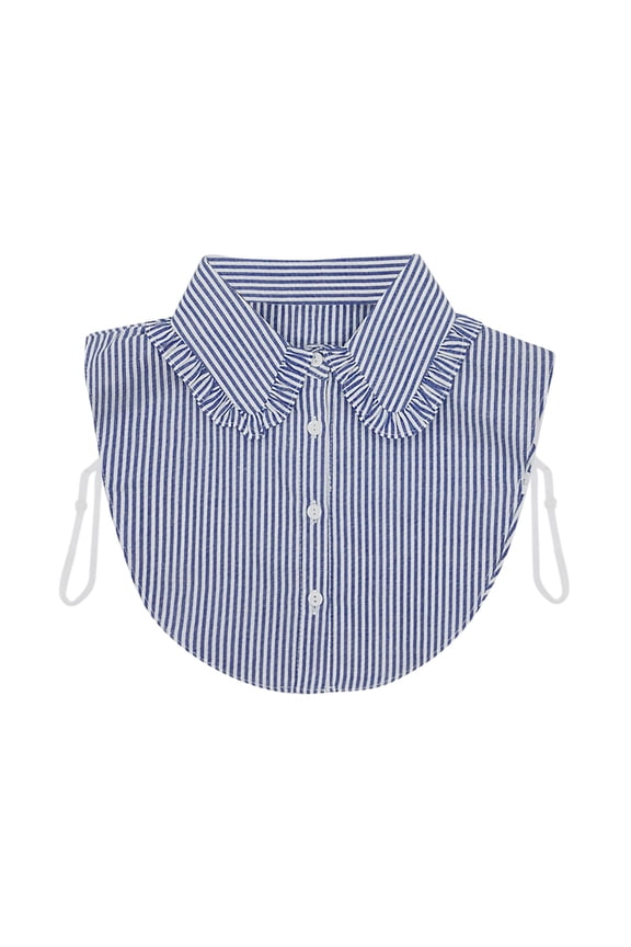 Faux Collar Denim Ruffle Detachable False Blouse Top Decorative Collars Half Shirt Button Up Adjustable Strap For Women Clothing Dresses Sweaters Accessories light blue One Size