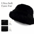 thumbnail image 1 of Lumtrix Faux Fur Winter Hats For Women Winter Christmas Stocking Stuffers Fluffy Solid Color Cap Black One Size, 1 of 5