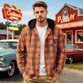 thumbnail image 1 of Lumtrix Flannel Shirt For Men Casual Long Sleeve Button Down Plaid Shirts Jackets Loose Drawstring Hooded Tops With Pocket Orange M, 1 of 6