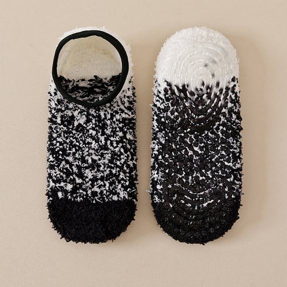 Lumtrix Fuzzy Slipper Socks Women Men Warm Cozy Socks Fluffy Soft Ankle Socks For Home Sleep Black One Size