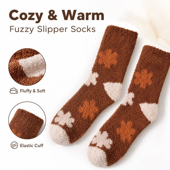 Lumtrix Fuzzy Socks For Women Men Cozy Winter Fluffy Slipper Socks Fall Soft Plush Warm Thick Socks For Sleeping, Lounge & Home Wear, Cute Thanksgiving Holiday Gifts H One Size
