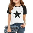 thumbnail image 1 of Lumtrix Girl's Star Print Short Sleeve T Shirts Crewneck Loose Fit Tops Summer Casual Blouses 2-14 Years White 160, 1 of 2