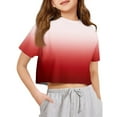 thumbnail image 1 of Lumtrix Crop Tops for Teen Girls Cute Short Sleeve Gradient Summer T Shirt Crewneck Fashion Shirts Tee Red 100, 1 of 5