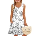 thumbnail image 1 of Lumtrix Girls Cute Paintable Doodle Colour Dress Summer Sleeveless A-Line Casual Beach Sundress with Pockets for 3-14 Years Zebra 140, 1 of 8