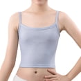 thumbnail image 1 of Lumtrix Girls Dance Sport Cami Ribbed Cropped Tank Top Casual Square Neck Solid Color Undershirt Blue L, 1 of 2