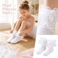 thumbnail image 1 of Lumtrix Girls Frilly Double Ruffle Lace Socks Soft Cotton Ankle Dress Socks Turn Cuff Ruffle Dress Sock For Little Girl Kids White XL, 1 of 7