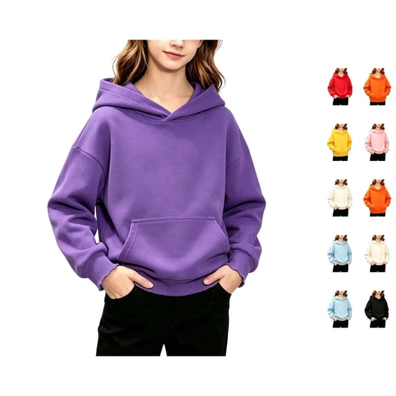 Lumtrix Girls Hoodies Trendy Long Sleeve Hooded Sweatshirt Cute Fall Winter Pullover with Pocket Purple 130