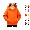 thumbnail image 1 of Lumtrix Girls Hoodies Trendy Long Sleeve Hooded Sweatshirt Cute Fall Winter Pullover with Pocket Saffron 120, 1 of 10