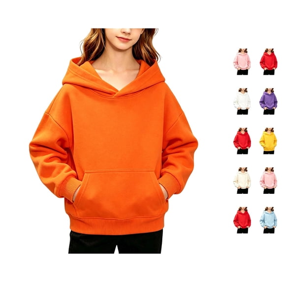 Lumtrix Girls Hoodies Trendy Long Sleeve Hooded Sweatshirt Cute Fall Winter Pullover with Pocket Saffron 120