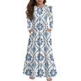 thumbnail image 1 of Lumtrix Girls Long Sleeve Dress Boho Polka Dot A-Line Fall Vintage Maxi Dresses for School Party 3-12 Years Hot Pink 130, 1 of 5