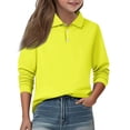thumbnail image 1 of Lumtrix Girls Long Sleeve Polo Shirt Dressy Spring Summer Collared Uniform Loose Fit Solid Tops Yellow 140, 1 of 5