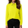 thumbnail image 1 of Lumtrix Girls Polo Shirts Long Sleeve Casual School Uniform Collared Button Down Cotton Tops Work T ShirtYellow 160, 1 of 5