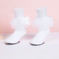 thumbnail image 1 of Lumtrix Girls Ruffle Socks With Bows Frilly Lace Dress Socks 0-10Y Cotton Cute Princess Socks Fit Toddler-Big Kids Back School, Daily Wear, Easter, Wedding, Party White XXS, 1 of 5