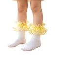 thumbnail image 1 of Lumtrix Girls Ruffle Socks Double Lace Frilly Church Dress Socks Toddler Soft Cotton Fancy Princess Socks Perfect For Back to School Wedding Party Daily Wear Yellow M, 1 of 4