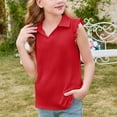 thumbnail image 1 of Lumtrix Girls Short Sleeve Polo Shirt Kids Cute Flying Ruffle Sleeve Collar School Uniform Shirts Tops 5-14 YearsRed 120, 1 of 8