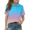 thumbnail image 1 of Lumtrix Girls' Short Sleeve School Uniform Polo Shirts Casual Loose Fitting Tie Dye Print Sport Tops Blouse for 2-14 Y Sky Blue 140, 1 of 5