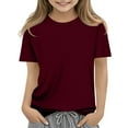 thumbnail image 1 of Lumtrix Girls' Short Sleeve Shirts Kids Crewneck T Shirts Summer Shirts Basic Tees 2-14 Years Wine 130, 1 of 9